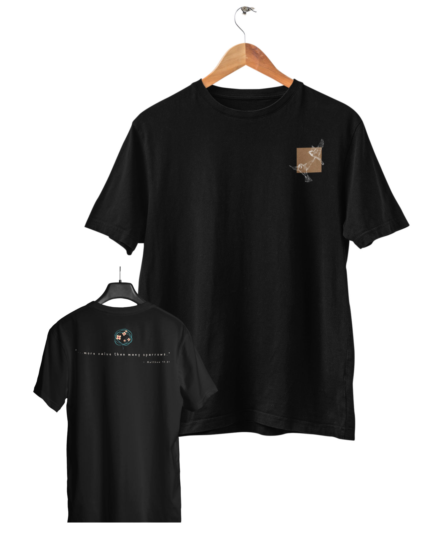 Sparrows V3, Camiseta, Preto
